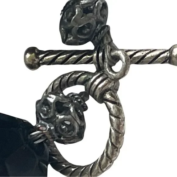 Silver-tone & Black Flowers Statement Bracelet - Picture 6 of 10